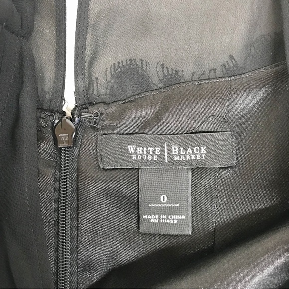 WHBM Black Lace Fitted‎ Dress Cap Sleeve Sheer Sheath Cocktail Dress Size 0 - Picture 5 of 12